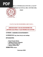 Universidad Nacional Del Centro Del Perú: Análisis RCM Y Oja de Decisiones Del Sistema Electrico Y Electronico de Un Mci