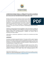 Comisionado Prado Exige La Liberación de Todos Los Presos Políticos de Manera Inmediata Debido Al Riesgo de Contagio de Covid-19 en Los Centros Penitenciarios Del País.