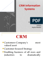 CRM Information Systems: By: V.Archana Prasruthi Sreedhar V.Narmatha S.Priya Arpita Mathur