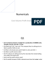 Numericals Cost Volume Profit Analysis