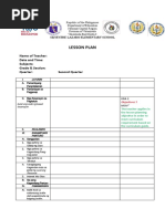 Lesson Plan: Name of Teacher: Date and Time: Subjects: Grade & Section: Quarter: Second Quarter