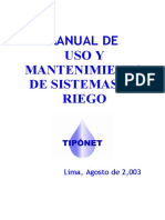 Manual de Uso y Mantenimiento de Sistemas de Riego