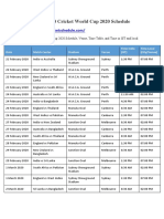 ICC Women T20 Cricket World Cup 2020 Schedule: Date Match Center Stadium Venue Time India (IST) Time Local (City/Venue)