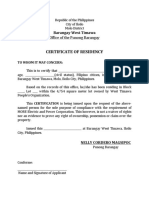 Certificate of Residency