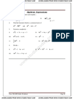 Algebraic Expressions: Class VIII. BPS Maths Worksheet