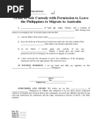 Grant of Sole Custody With Permission To Leave The Philippines To Migrate To Australia