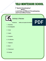 Lesson: Types and Uses of Different Housekeeping and Front Office Forms