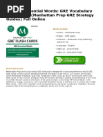 PDF 500 Essential Words: GRE Vocabulary Flash Cards (Manhattan Prep GRE Strategy Guides) Full Online