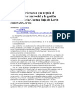 2001.03.12 - ORD-310 - Aprueba Estudio Ord. Territorial de Gest Ambiental de Cuenca Baja Lurín