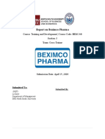 Report On Beximco Pharma: Course: Training and Development - Course Code: HRM 340 Section: 3 Team: Cross Trainer