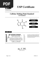 USP Certificate: Caffeine Melting Point Standard