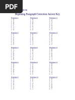 Beginning Paragraph Correction Answer Key PDF