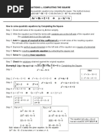 + BX + C 0 (X - H) K: Solving Quadratic Equations by Completing The Square