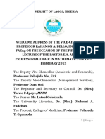 Occasion of The First Annual Lecture of The Pastor E.A. Adeboye Professorial Chair in Mathematics