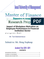 Impact of Workplace Motivation On Employee Performance Research Proposal