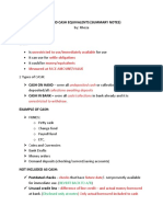 Cash and Cash Equivalents (Summary Notes)