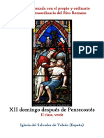 XII Domingo Despues de Pentecostes. Propio y Ordinario de La Santa Misa