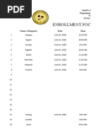 Enrollment Focal Person Report: Department of Education