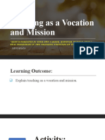 Teaching As A Vocation and Mission