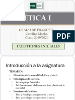 ETICA I. Cuestiones Iniciales