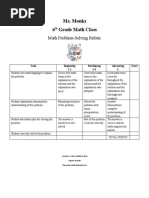 Problem Solving Math Rubric