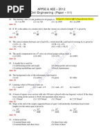 APPSC & AEE - 2012 Civil Engineering (Paper - III) : Telegram Channel @civilquestionarchives