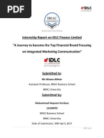 Internship Report On IDLC Finance Limited "A Journey To Become The Top Financial Brand Focusing On Integrated Marketing Communication"