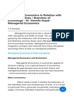 Managerial Economics in Relation With Other Disciplines - Branches of Knowledge - Dr. Vennila Gopal - Managerial Economics