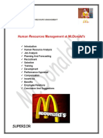 Human Resources Management at Mcdonald'S: Superior