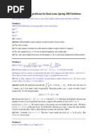 Practice Problems For Final Exam, Spring 2018 Solutions: Problem