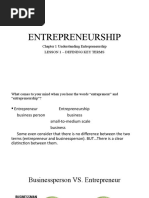 Entrepreneurship: Chapter 1 Understanding Entrepreneurship Lesson 1 - Defining Key Terms