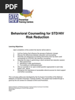 Behavioral Counseling For STD/HIV Risk Reduction: Learning Objectives