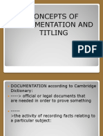 Documentation and Titling