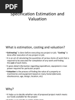 Specification Estimation and Valuation