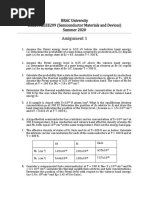 Assignment 1: BRAC University ECE230&EEE209 (Semiconductor Materials and Devices) Summer 2020