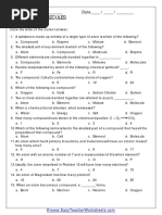 Atoms and Molecules Worksheet