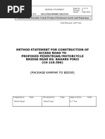 Method Statement For Construction of Access Road To Proposed Pedestrian/Motorcycle Bridge Near Kg. Baharu Pinji (CH 219.500)