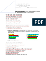 Verb Tense Changes in Reported Speech. Change The Quoted Speech To Reported