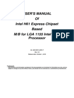 User'S Manual of Intel H61 Express Chipset Based M/B For LGA 1155 Intel Core Processor