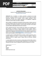 Aviso de Privacidad Tratamiento de Datos