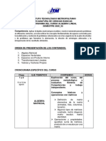 Cronograma Algebra Lineal (ALX04 - 2020 - 2)