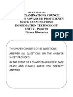 Batce Examinations Council Caribbean Advanced Proficiency Mock Examination® Information Technology UNIT 2 - Paper 01