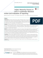 Applying The Analytic Hierarchy Process in Healthcare Research: A Systematic Literature Review and Evaluation of Reporting