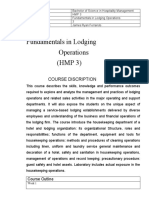 Fundamentals in Lodging Operations (HMP 3) : Course Discription