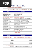 Income Tax Calculator FY 2018-19 (AY 2019-20) : Head Description