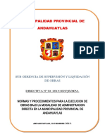 Directiva para Ejecución de Obras Bajo La Modalidad de Administración Directa