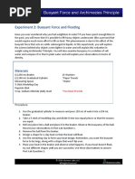 Destre Tashjian Experiment 2: Buoyant Force and Floating: Materials