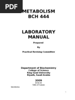 METABOLISM - BCH444 LABORATORY - MANUAL Dec2 2009