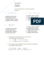 Elegir La Opción Que Da La Clasificación Correcta de Las Siguientes Ecuaciones Diferenciales