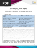 Syllabus Del Curso - Evalaución de Las Matemáticas.